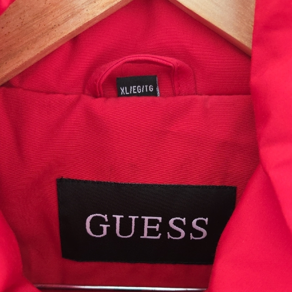 NWT Guess Red Women's Puffer Jacket with Faux Fur Hood - Picture 6 of 10